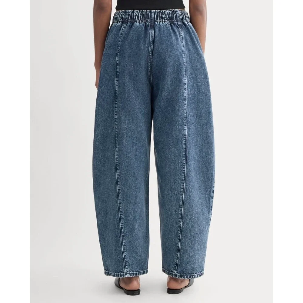 EUC Everlane Baggy Drawstring Jean Women Size M Medium Blue Denim Seam Detail - Picture 2 of 8